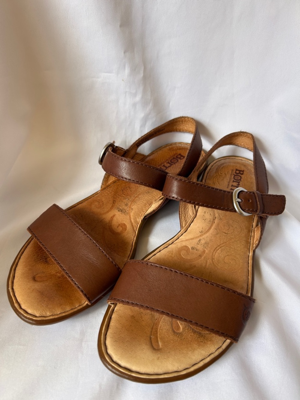 Born Brown Leather Ankle-Strap Sandals